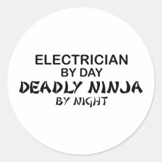 Electrician Deadly Ninja by Night Classic Round Sticker