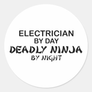 Electrician Deadly Ninja by Night Classic Round Sticker