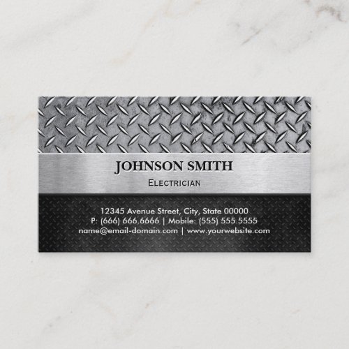 Electrician _ Diamond Metal Plate Business Card