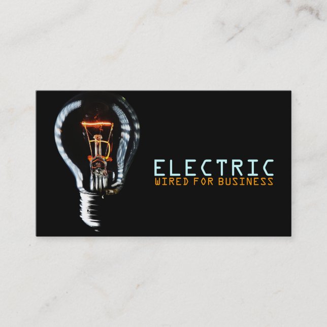 Electrician Electric Electricity Light Shock Wire Business Card (Front)