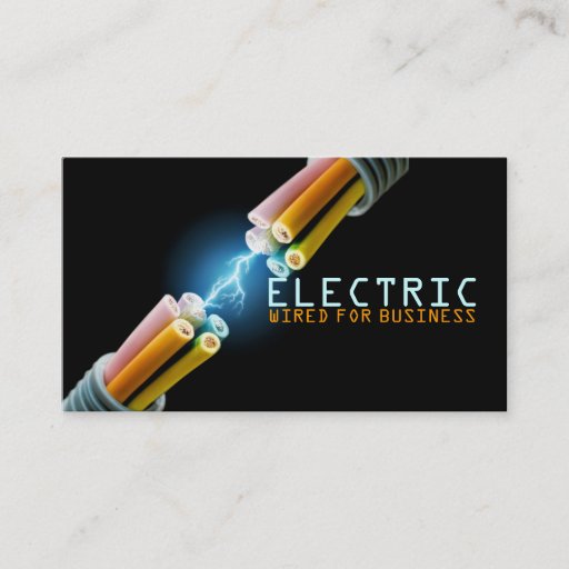 Customizable Electrician Electric Electricity Light Shock Wire Business Cards
