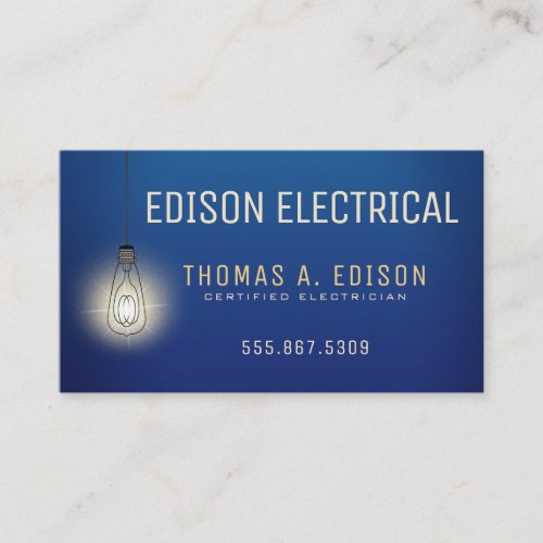 Electrician  Electric Lightbulb Business Card