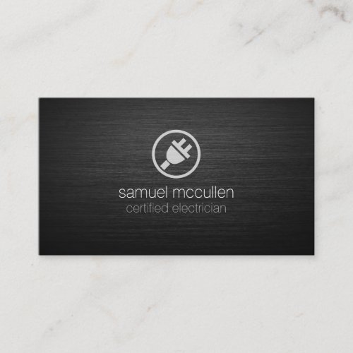 Electrician Electric Plug Icon BrushedMetal Skills Business Card