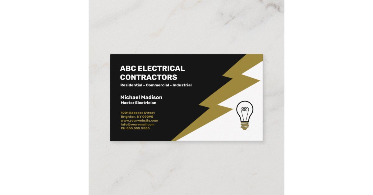 Electrician Electrical Contractor Business Card Zazzle