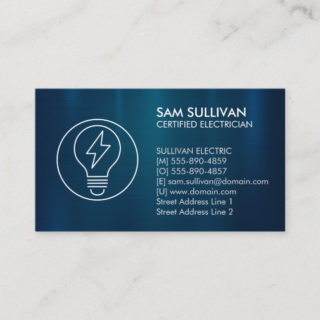 Electrician Electrical Contractor Business Card (Front)