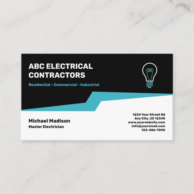 Electrician | Electrical Contractor Business Card (Front)