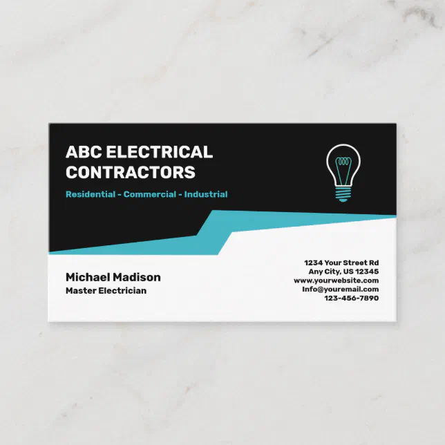 Electrician | Electrical Contractor Business Card | Zazzle