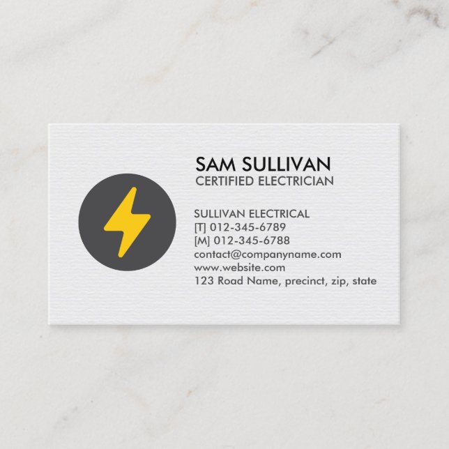 Electrician Electrical Contractor Business Card (Front)