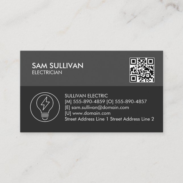 Electrician Electrical Contractor Business Card (Front)