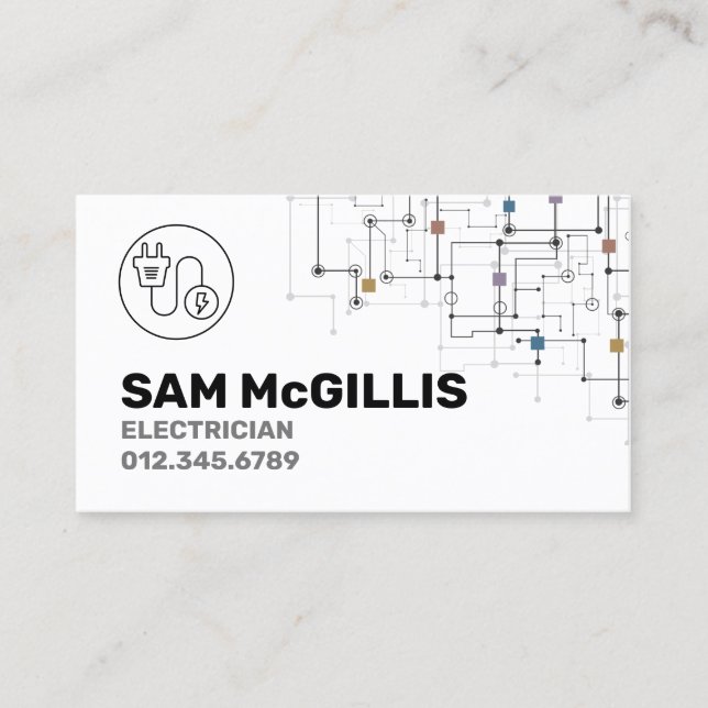 Electrician Electrical Contractor Business Card (Front)