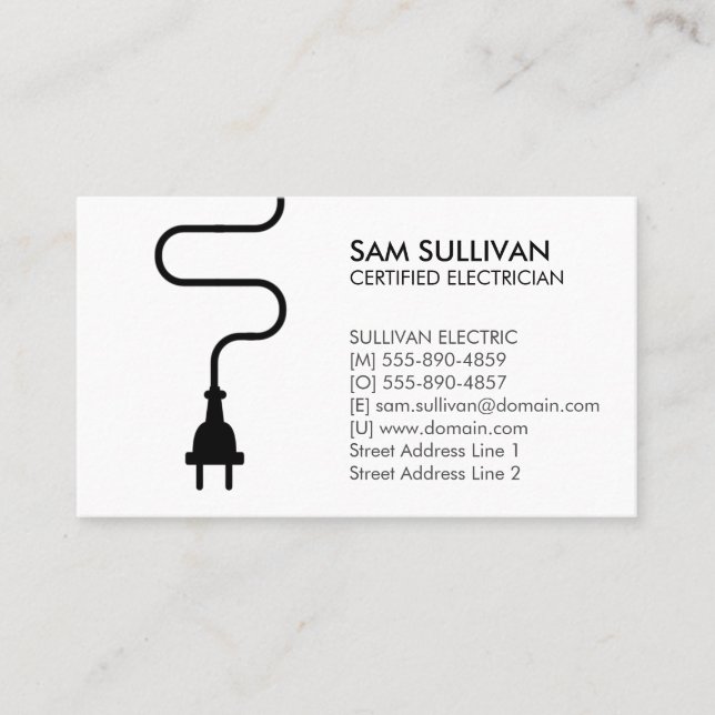 Electrician Electrical Contractor Business Card (Front)