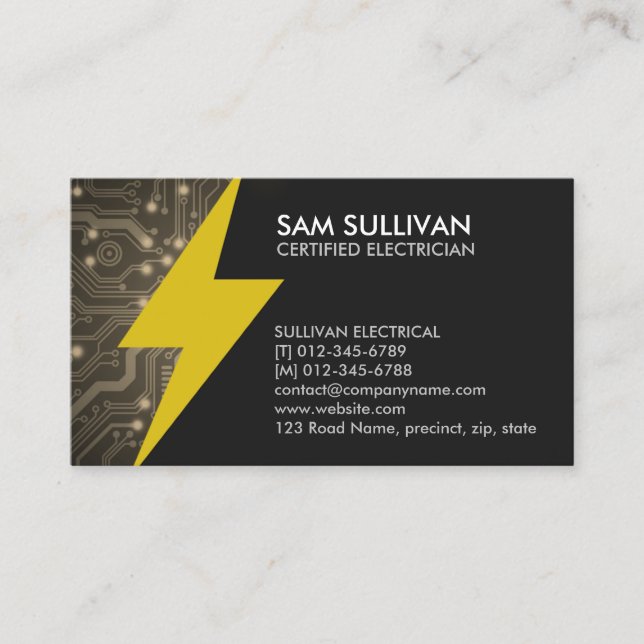 Electrician Electrical Contractor Business Card (Front)