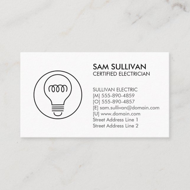 Electrician Electrical Contractor Business Card (Front)