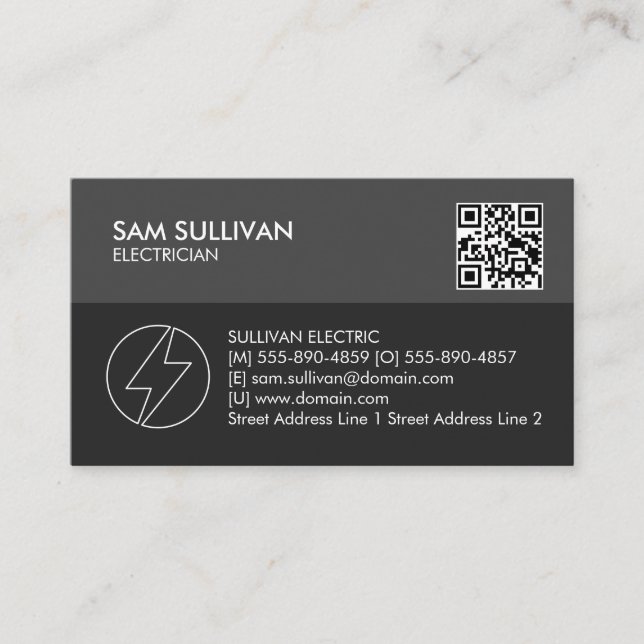Electrician Electrical Contractor Business Card (Front)