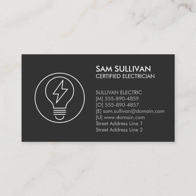 Electrician Electrical Contractor Business Card (Front)