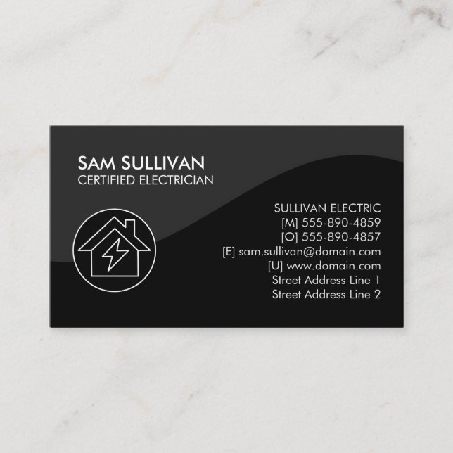 Electrician Electrical Contractor Business Card (Front)