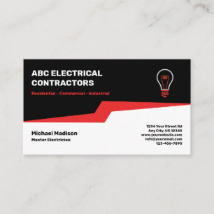 Electrician   Electrical Contractor Business Card