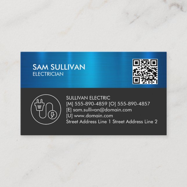 Electrician Electrical Contractor Business Card (Front)
