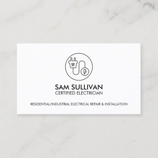 Electrician Electrical Contractor Business Card (Front)