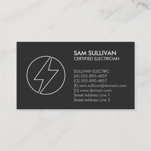 Electrician Electrical Contractor Business Card (Front)
