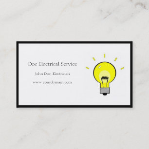 Electrician Electrical Contractor Light Bulb Business Card