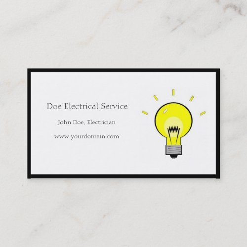 Electrician Electrical Contractor Light Bulb Business Card Template
