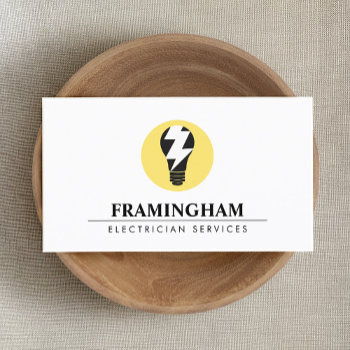 Electrician Electrical  Light Bulb Logo Business Card by sm_business_cards at Zazzle