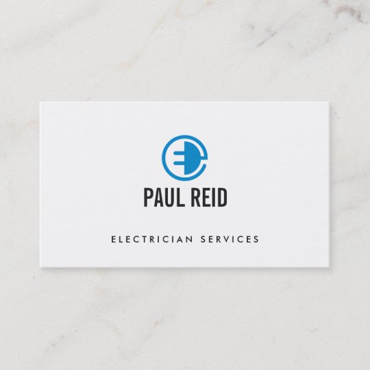 Electrician Electrical Logo White Business Card Zazzle Com