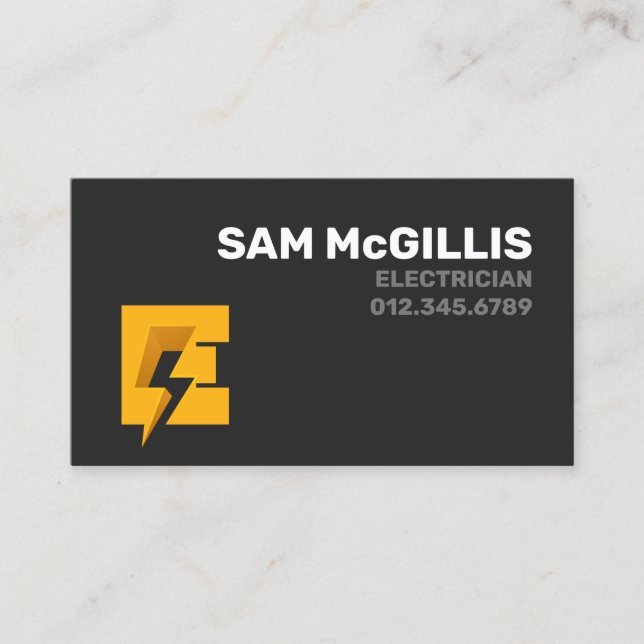 Electrician Electrical Monogram E Business Card (Front)
