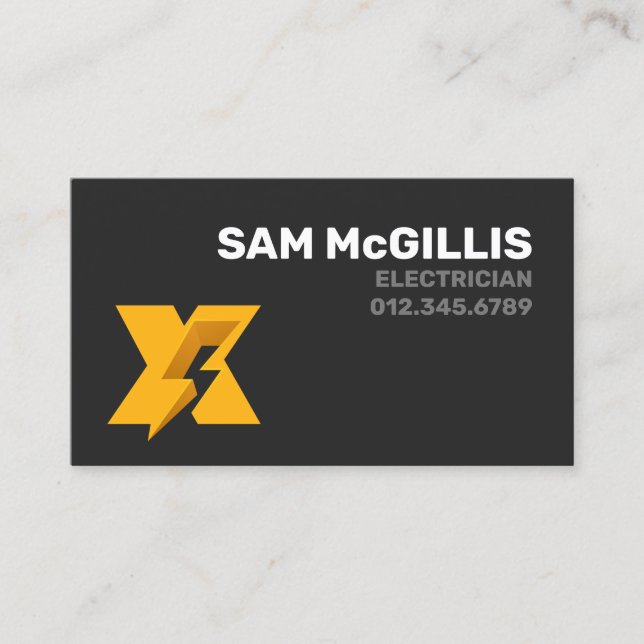 Electrician Electrical Monogram X Business Card (Front)