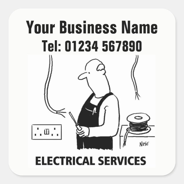 Electrician Electrical Services Square Sticker (Front)