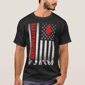 Electrician Engineer USA American Flag Fathers Day T-Shirt