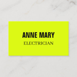 Electrician Fluorescent Neon Yellow Electricity Business Card