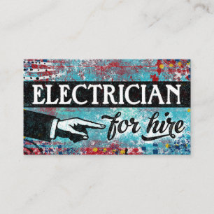 Electrician For Hire Business Cards - Blue Red