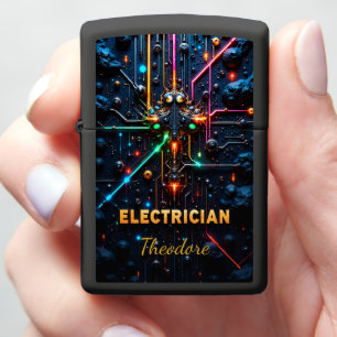 Electrician Futuristic Circuit Panel Lighter Art.