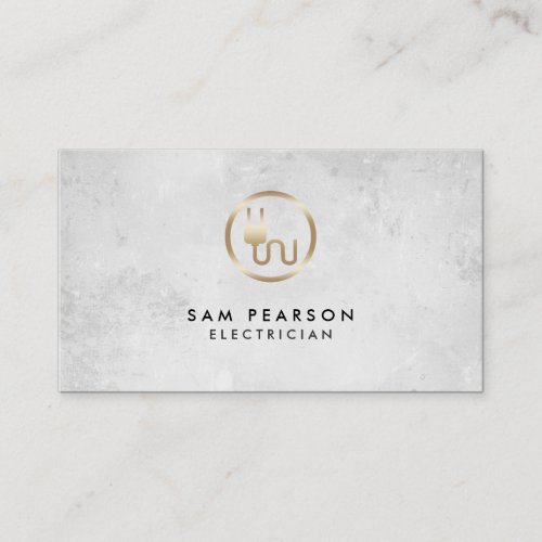 Electrician Gold Electric Plug Icon Business Card