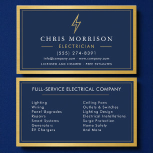 Electrician Handyman Contractor Metal Navy Blue Business Card