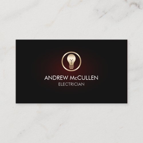 Electrician Home Repair Bulb Icon Red Glow Business Card