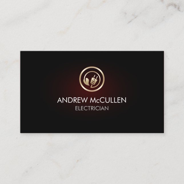 Electrician Home Repair Eco Electric Plug Icon  Business Card (Front)