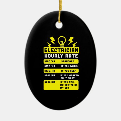 electrician hourly rate ceramic ornament