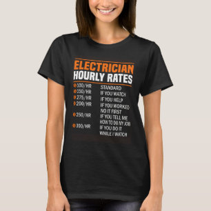 Electrician Hourly Rate Electrical Engineer Linema T-Shirt