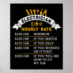 Electrician Hourly Rate For Handyman Humor Labor R Poster