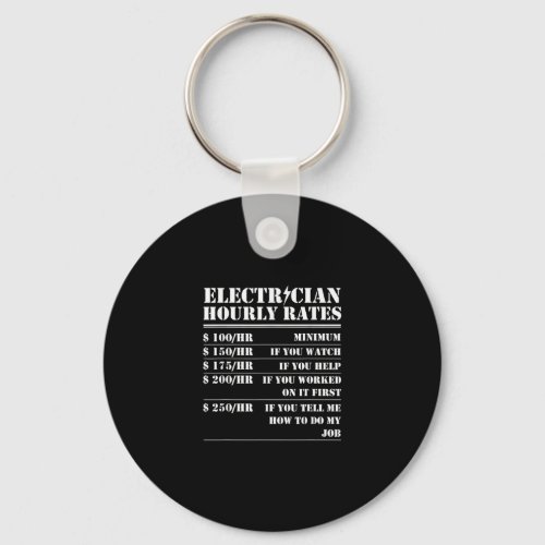 Electrician Hourly Rate Funny Electrical Mechanic Keychain