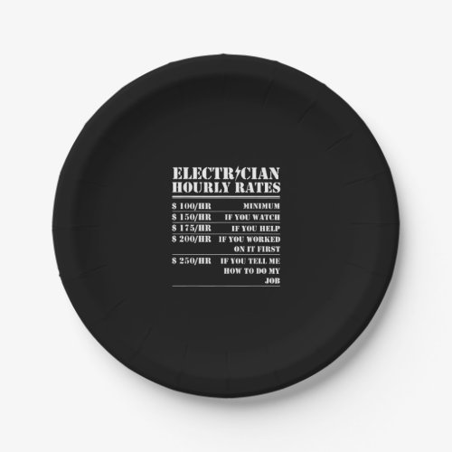 Electrician Hourly Rate Funny Electrical Mechanic Paper Plates