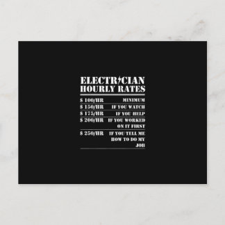 Electrician Hourly Rate Funny Electrical Mechanic Postcard