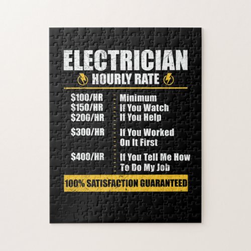 Electrician Hourly Rate Funny Lineman Dad Retro Jigsaw Puzzle