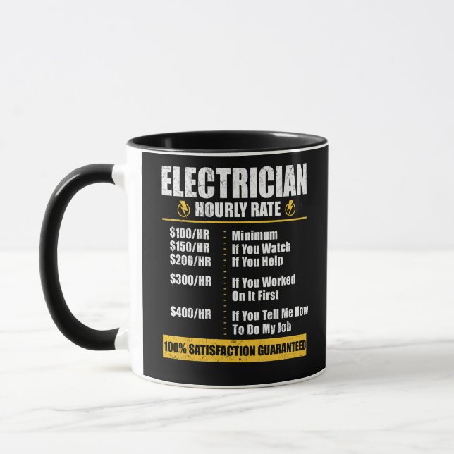 Electrician Hourly Rate Funny Lineman Dad Retro Mug (Left)