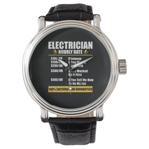 Electrician Hourly Rate Funny Lineman Dad Retro Watch