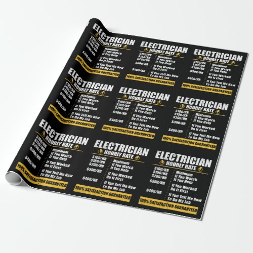 Electrician Hourly Rate Funny Lineman Dad Retro Wrapping Paper