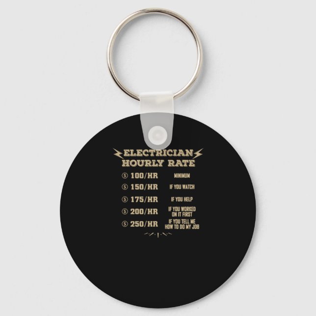 Electrician hourly rate keychain (Front)